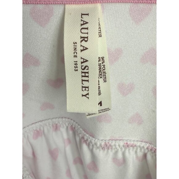 Laura Ashley Y2K Revive Croquette White Lace Trim Pink Hearts Print Babydoll Top - Picture 14 of 16
